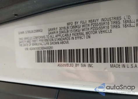 2008 Subaru Tribeca Limited 7-Passenger from USA, damaged, VIN 4S4WX98D884400261